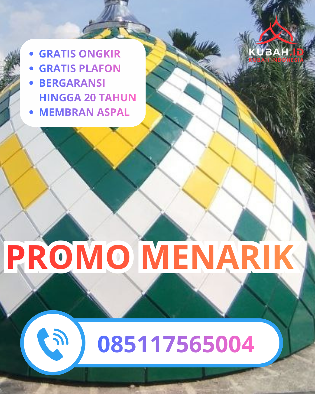 KUBAH MASJID GALVALUME HARGA TERJANGKAU DI KEC. SUMBERSARI, KAB. JEMBER, JAWA TIMUR (WA: 085117565004)