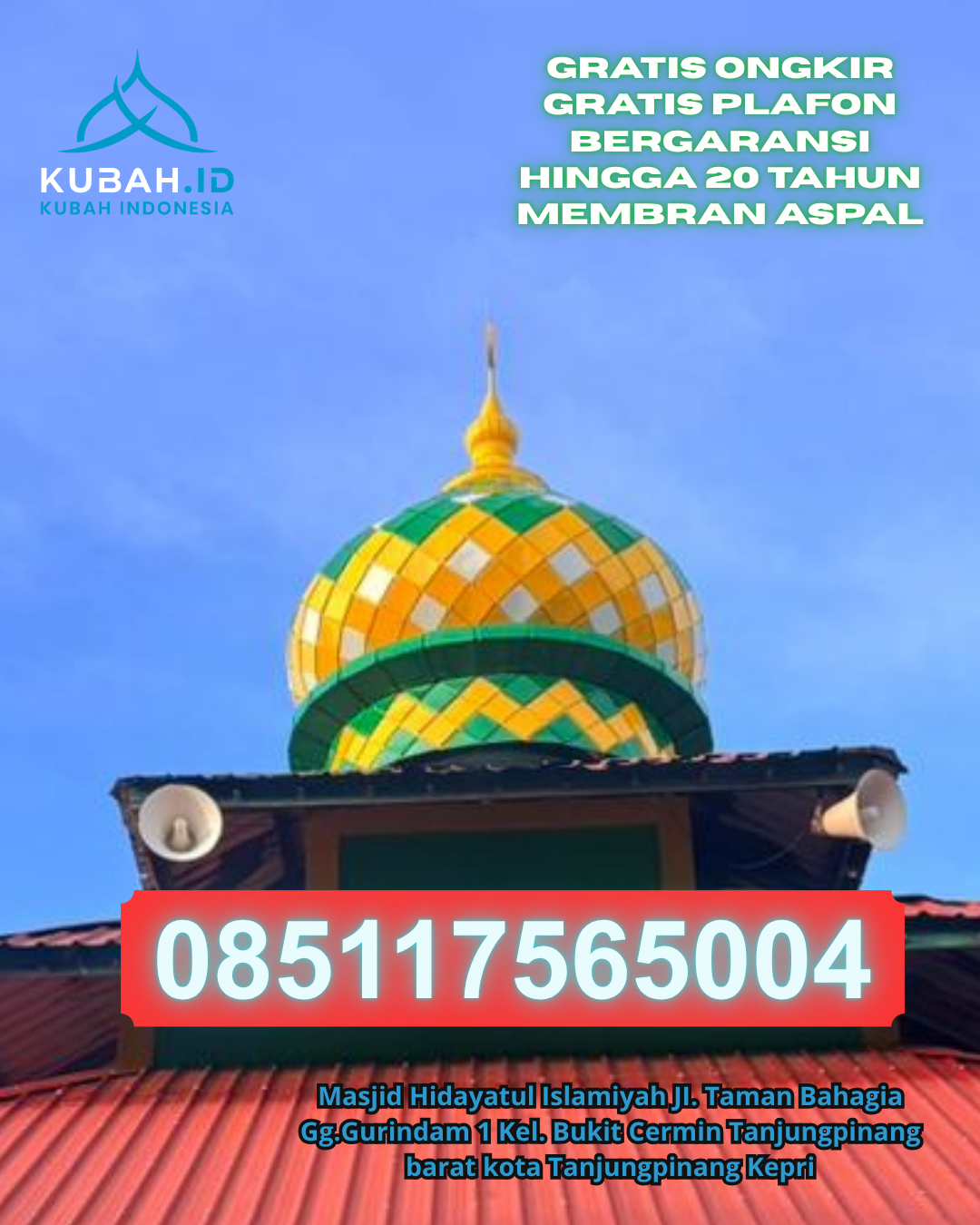 KUBAH MASJID GRC DESAIN MODERN DI MUARA ENIM, MUARA ENIM (WA: 085117565004)