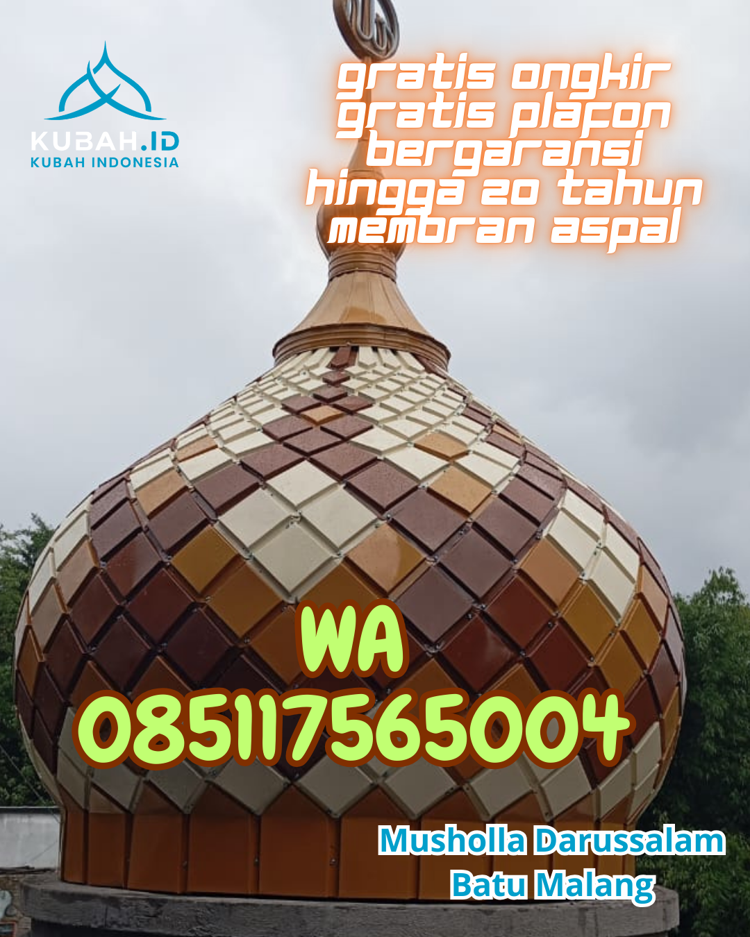 PRODUKSI KUBAH MASJID GALVALUME MODERN DI SILUNGKANG, SAWAHLUNTO, SUMATERA BARAT (WA: 085117565004)