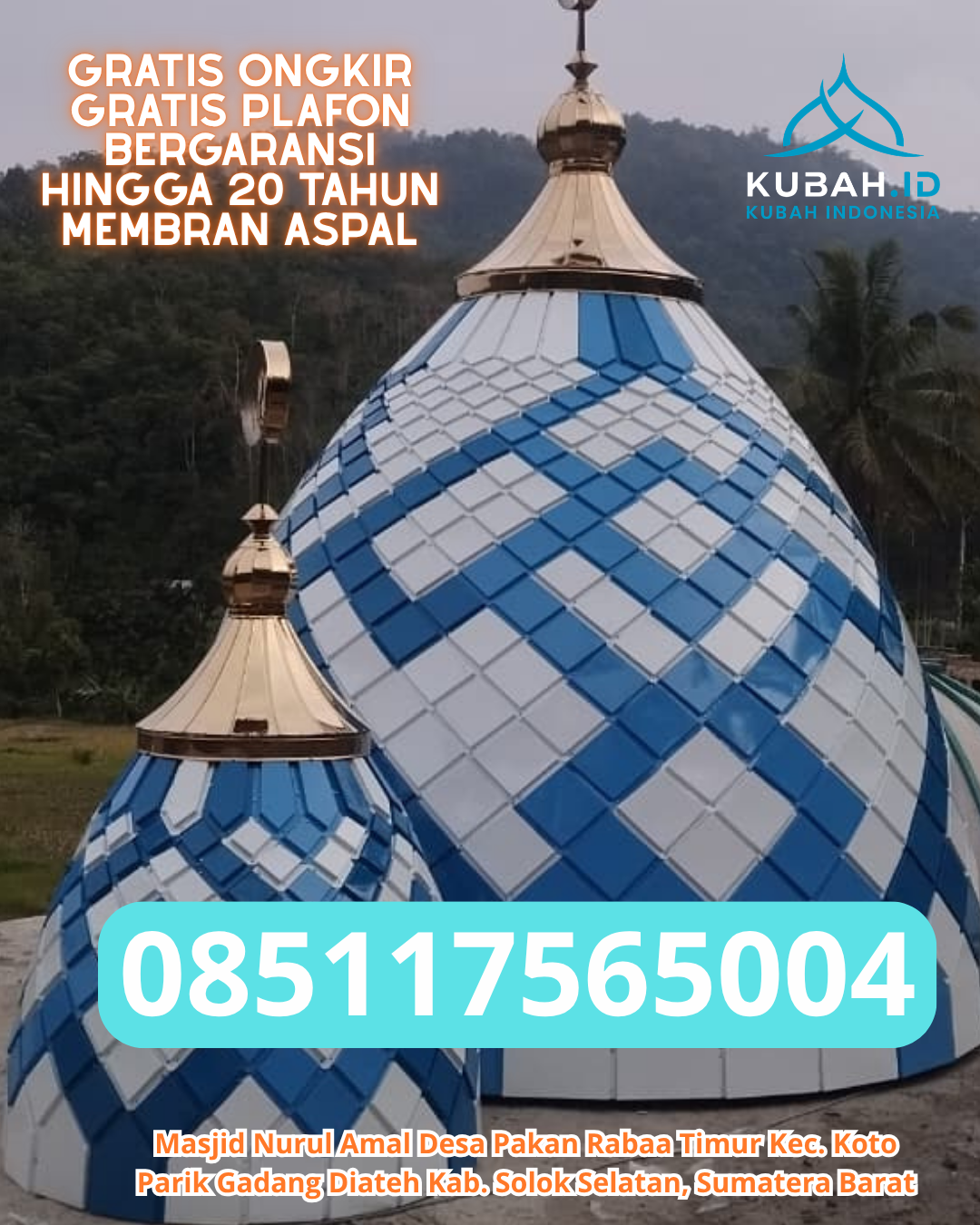 KUBAH MASJID GRC DESAIN ELEGAN DI PALAS, LAMPUNG SELATAN (WA: 085117565004)