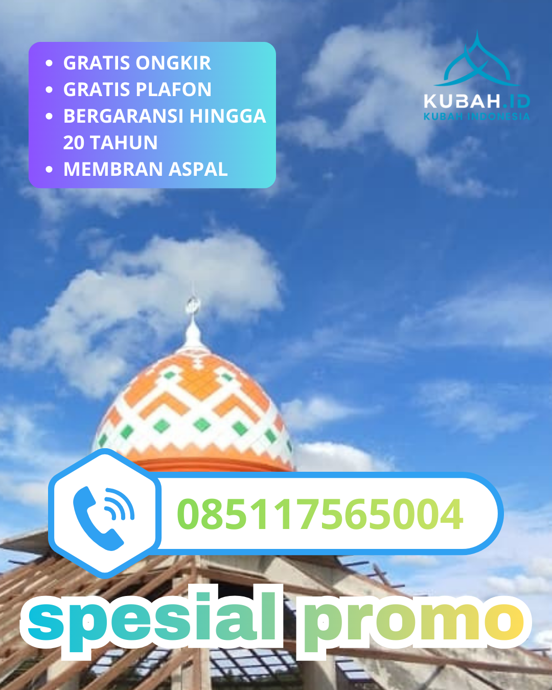 JUAL KUBAH MASJID GALVALUME TAHAN LAMA DI KEC. LANGSA KOTA, KOTA LANGSA, ACEH (WA: 085117565004)