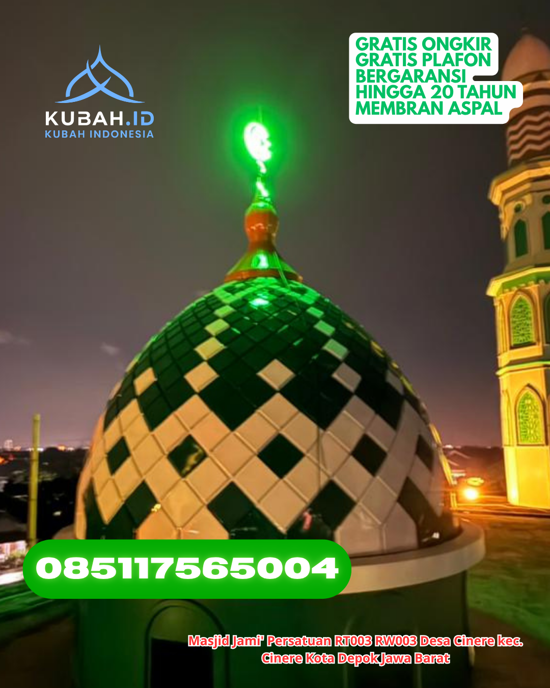 KUBAH MASJID ENAMEL ELEGAN TAHAN LAMA KEC. TARAKAN TENGAH KOTA TARAKAN KALIMANTAN UTARA WA 085117565004