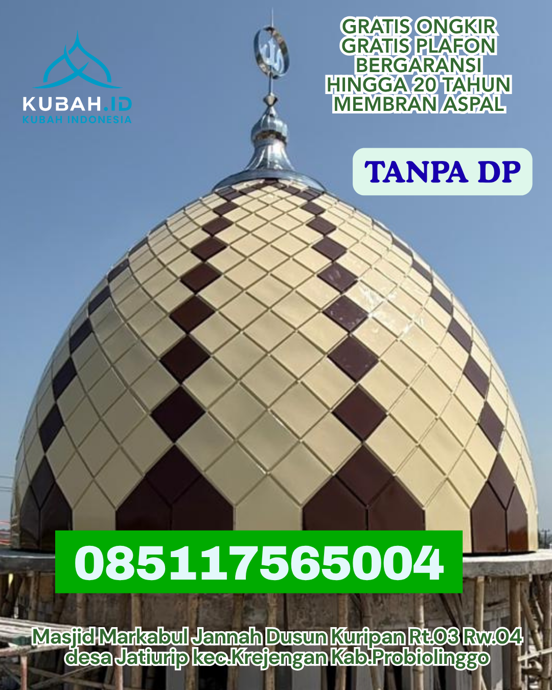 KUBAH MASJID GRC DESAIN MODERN KEC. ALOK TIMUR KAB. SIKKA PROV. NTT WA 085117565004