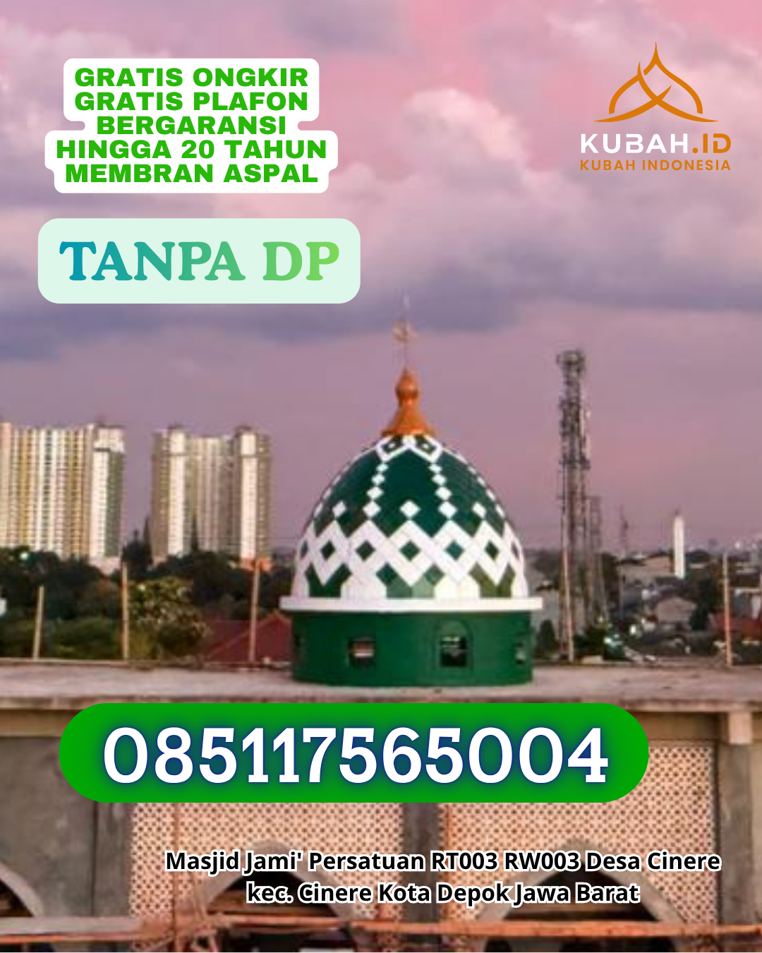 KUBAH MASJID GALVALUME BERGARANSI KEC. MALANGKE BARAT KAB. LUWU UTARA PROV. SULAWESI SELATAN WA 085117565004