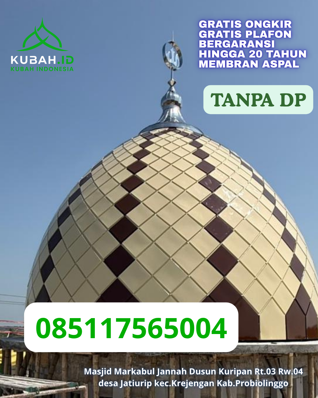 JUAL KUBAH MASJID GRC HARGA TERJANGKAU KEC. SIOMPU KAB. BUTON SELATAN PROV. SULAWESI TENGGARA WA 085117565004