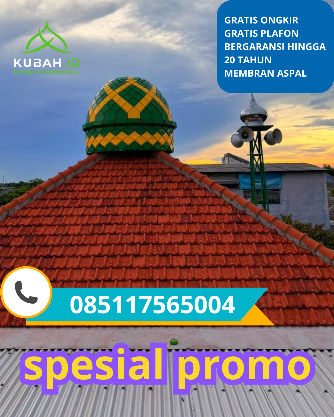 KUBAH MASJID GALVALUM HARGA TERJANGKAU DI KEC. PATARUMAN, KOTA BANJAR, JAWA BARAT (WA: 085117565004)