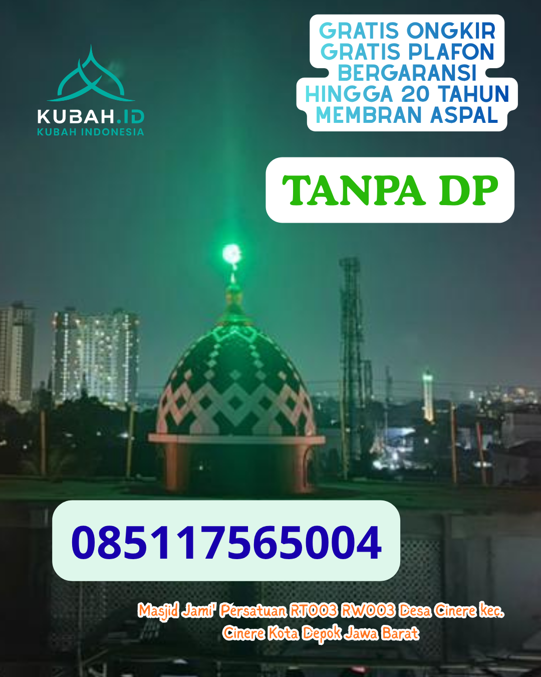 JUAL KUBAH MASJID STAINLESS STEEL AWET KEC. MALANGKE KAB. LUWU UTARA PROV. SULAWESI SELATAN WA 085117565004