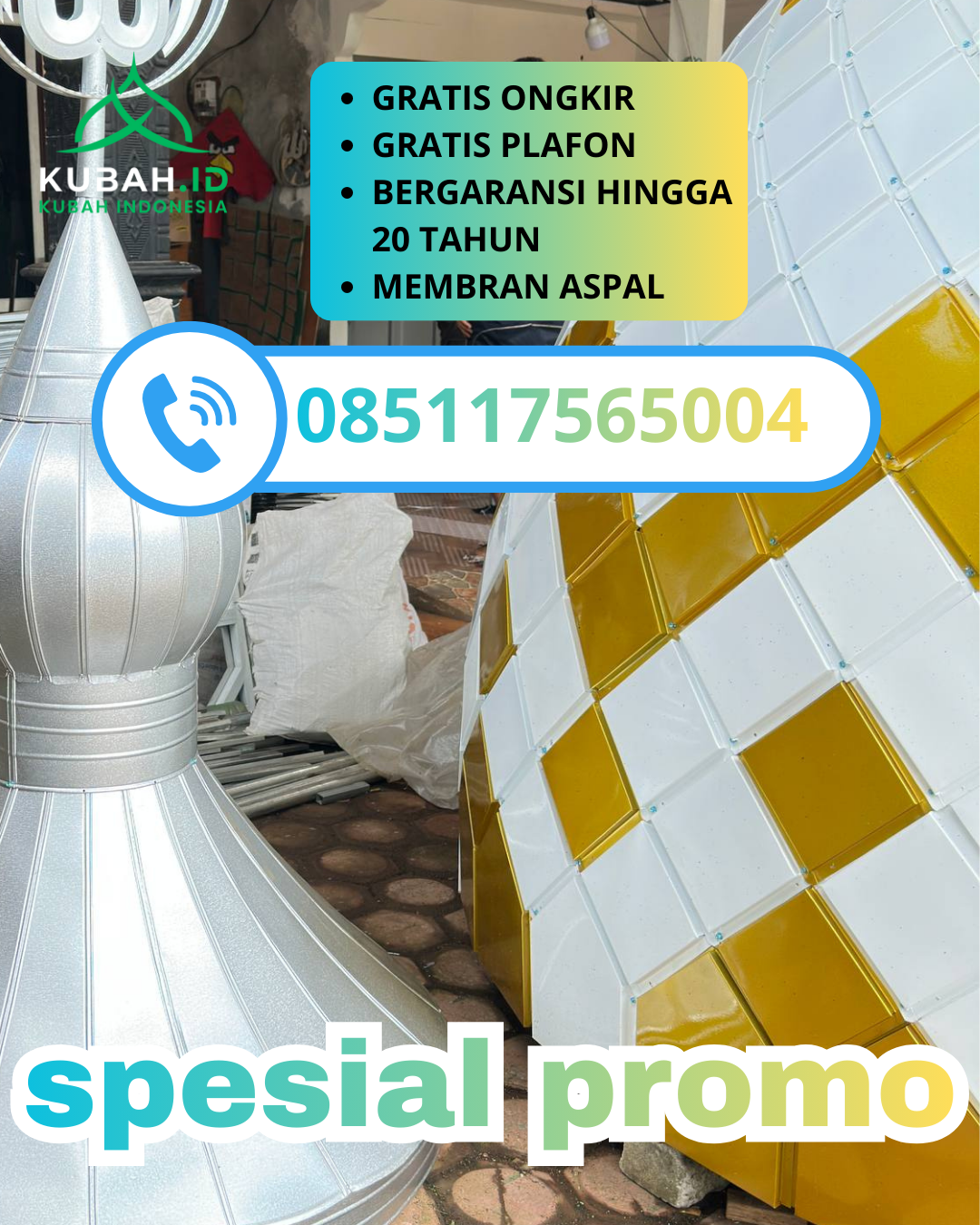 JUAL KUBAH MASJID GALVALUME TAHAN LAMA DI KEC. SIBOLGA UTARA, KOTA SIBOLGA, SUMATERA UTARA (WA: 085117565004)