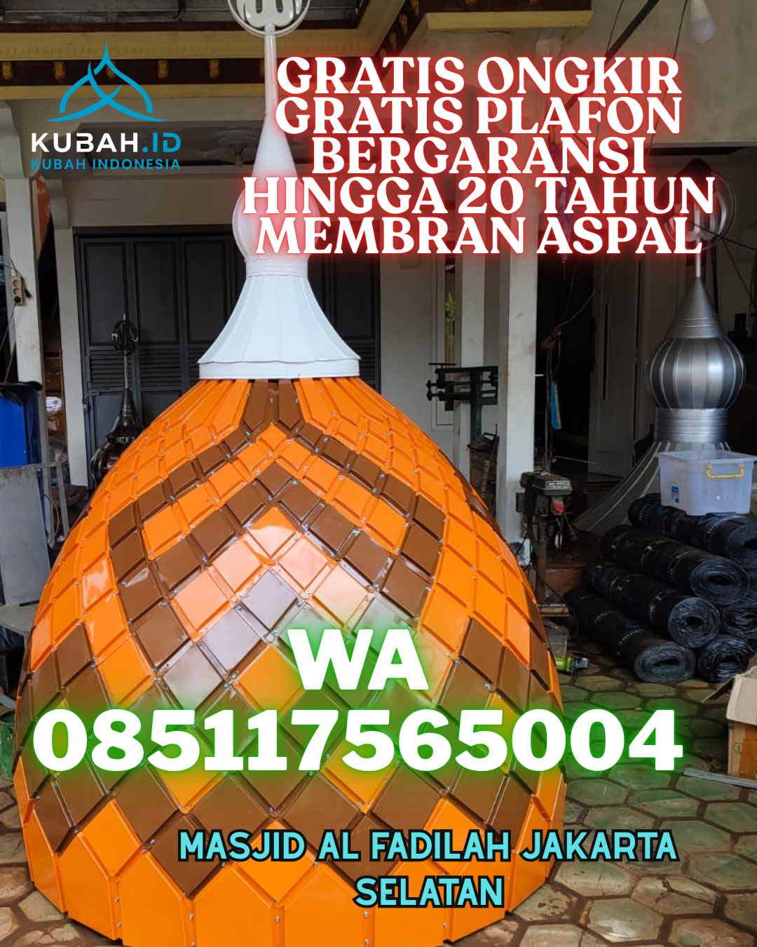KUBAH MASJID ENAMEL HARGA TERJANGKAU DI GAUNG ANAK SERKA, INDRAGIRI HILIR, RIAU (WA: 085117565004)