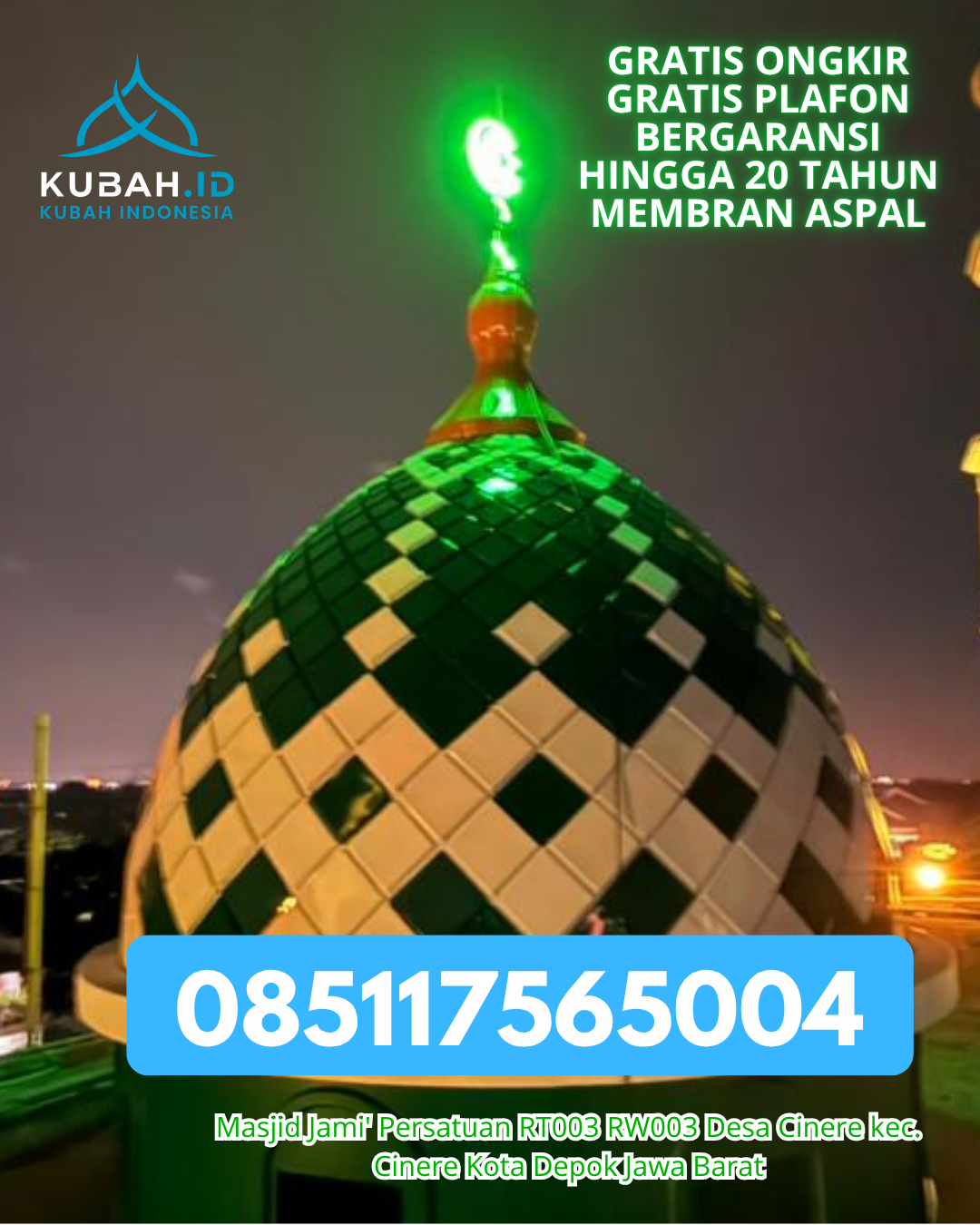JUAL KUBAH MASJID ENAMEL BERKUALITAS DI SANGATTA SELATAN, KAB. KUTAI TIMUR, KALIMANTAN TIMUR (WA: 085117565004)