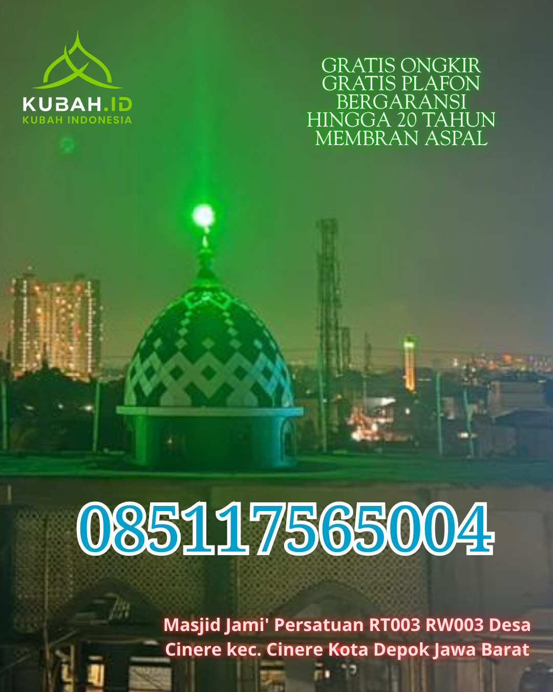 KUBAH MASJID GRC KUAT & RAPI SIAP PASANG DI LENGKITI, OGAN KOMERING ULU (WA: 085117565004)