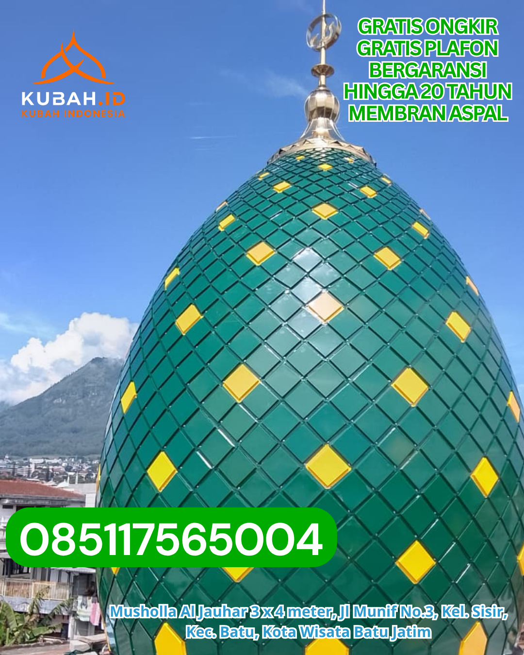 PABRIK KUBAH MASJID STAINLESS STEEL TERPERCAYA DI BALIKPAPAN TIMUR, KOTA BALIKPAPAN, KALIMANTAN TIMUR (WA: 085117565004)