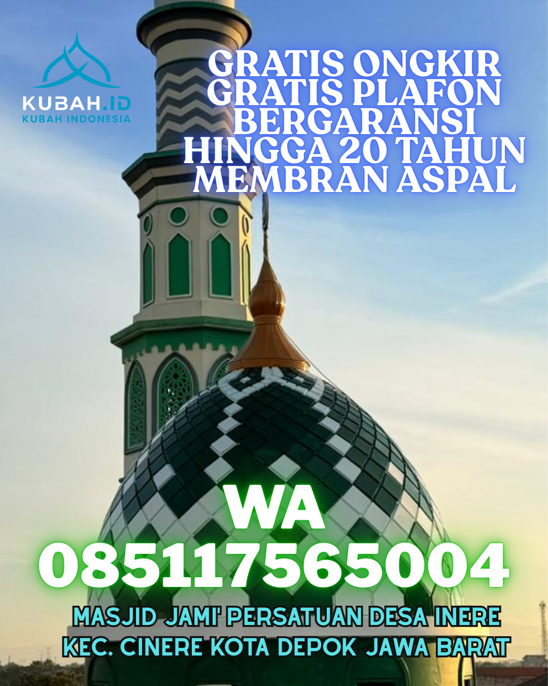 KUBAH MASJID ENAMEL HARGA TERJANGKAU DI TANAH KAMPUNG, SUNGAI PENUH, JAMBI (WA: 085117565004)