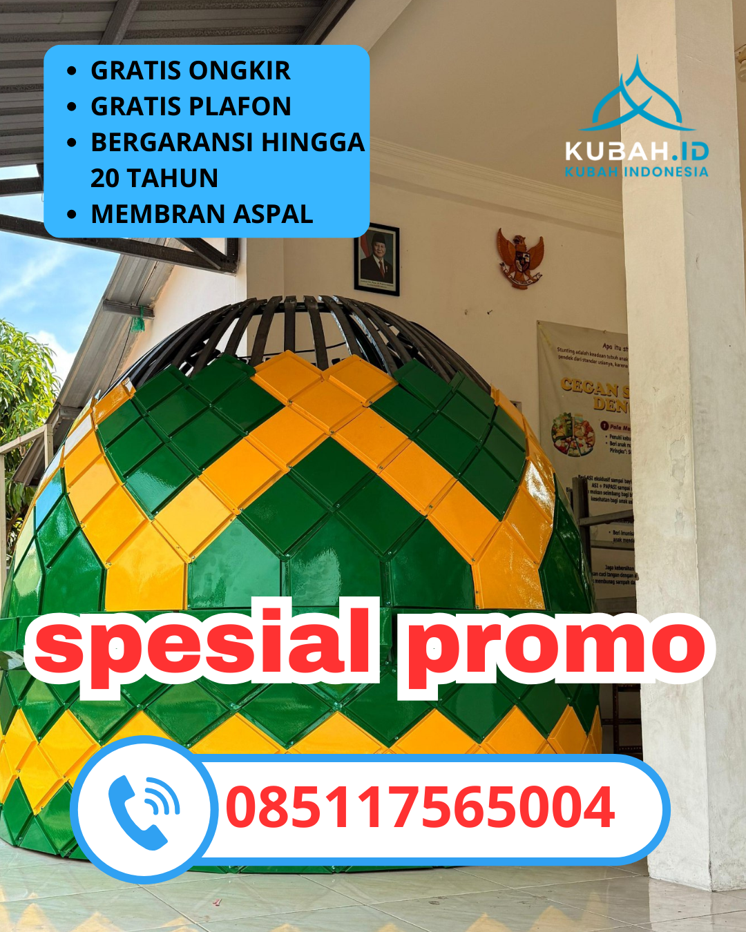 KUBAH MASJID GALVALUME DESAIN ELEGAN DI KEC. MEDAN DELI, KOTA MEDAN, SUMATERA UTARA (WA: 085117565004)