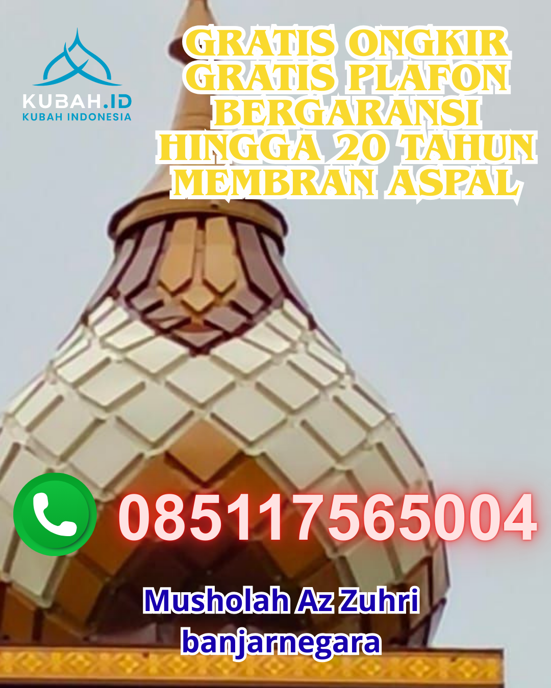 PABRIK KUBAH MASJID GRC MODERN DI TIGO LURAH, SOLOK, SUMATERA BARAT (WA: 085117565004)