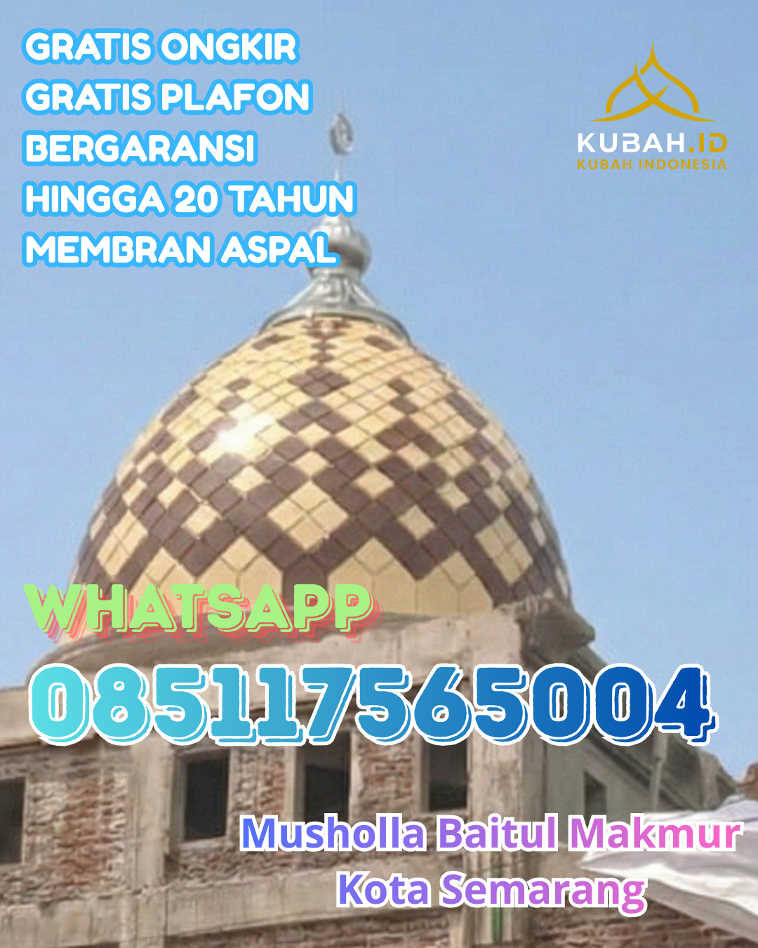 PABRIK KUBAH MASJID GALVALUME MODERN DI BADIRI, TAPANULI TENGAH, SUMATERA UTARA (WA: 085117565004)