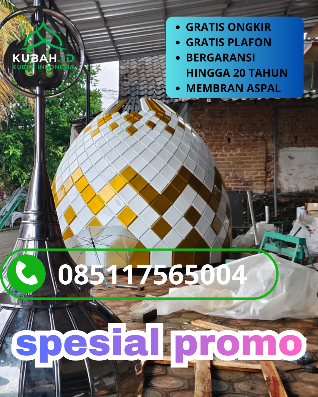 KUBAH MASJID GALVALUME DESAIN ELEGAN DI KEC. CURAH DAMI, KAB. BONDOWOSO, JAWA TIMUR (WA: 085117565004)