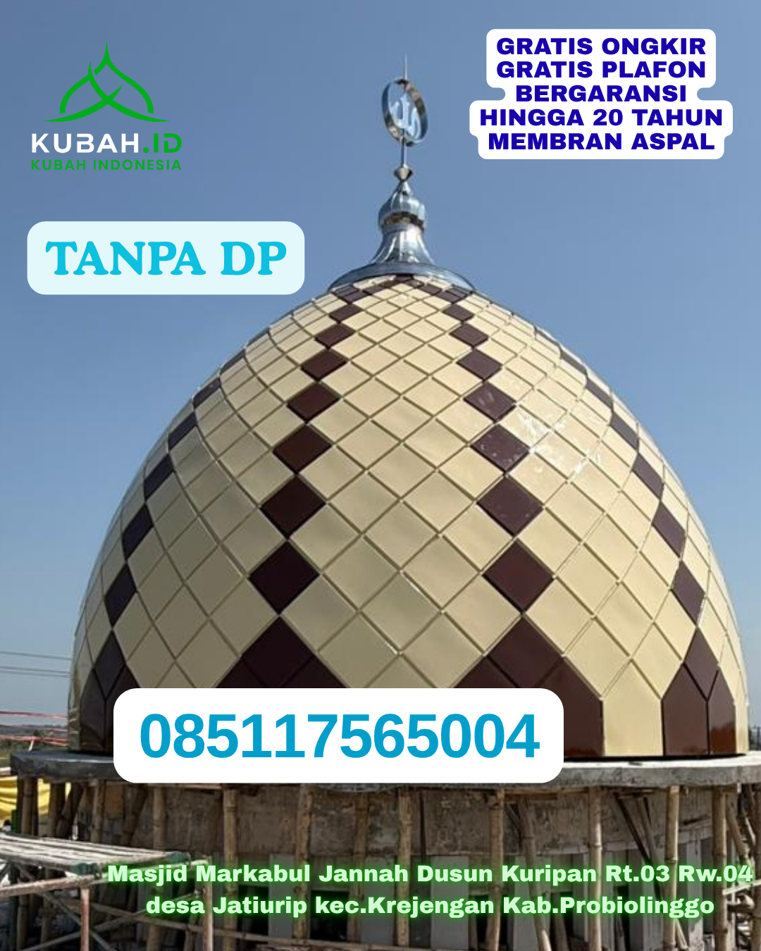 KUBAH MASJID GRC DESAIN MODERN KEC. PALANGGA KAB. KONAWE SELATAN PROV. SULAWESI TENGGARA WA 085117565004