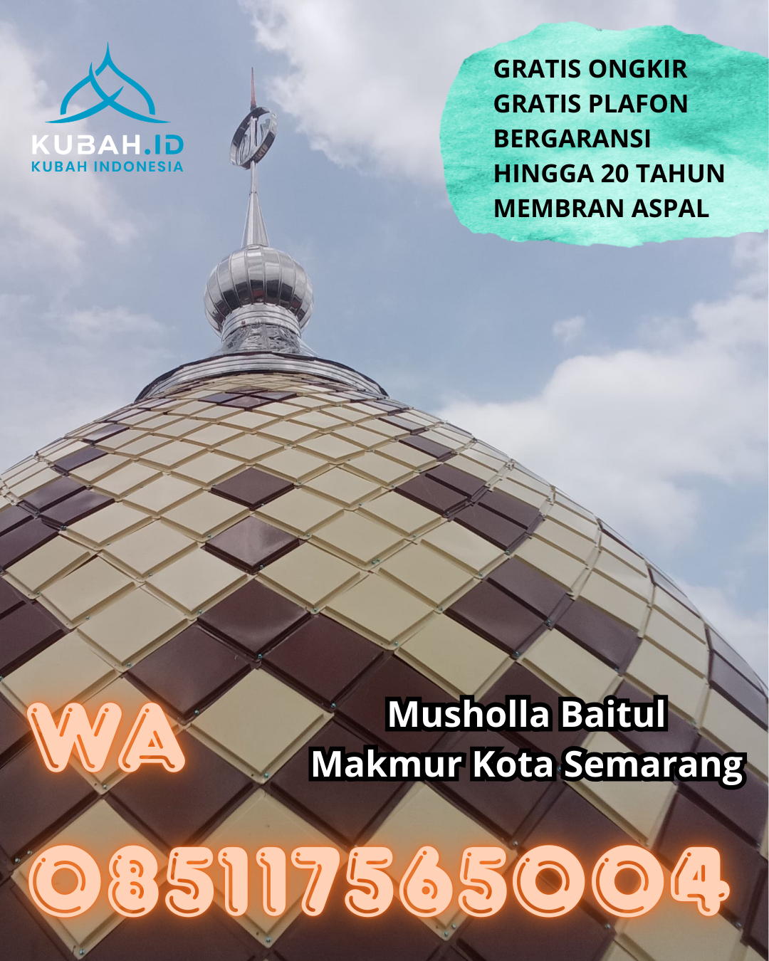 PUSAT KUBAH MASJID GALVALUME MODERN DI BINJAI UTARA, BINJAI, SUMATERA UTARA (WA: 085117565004)