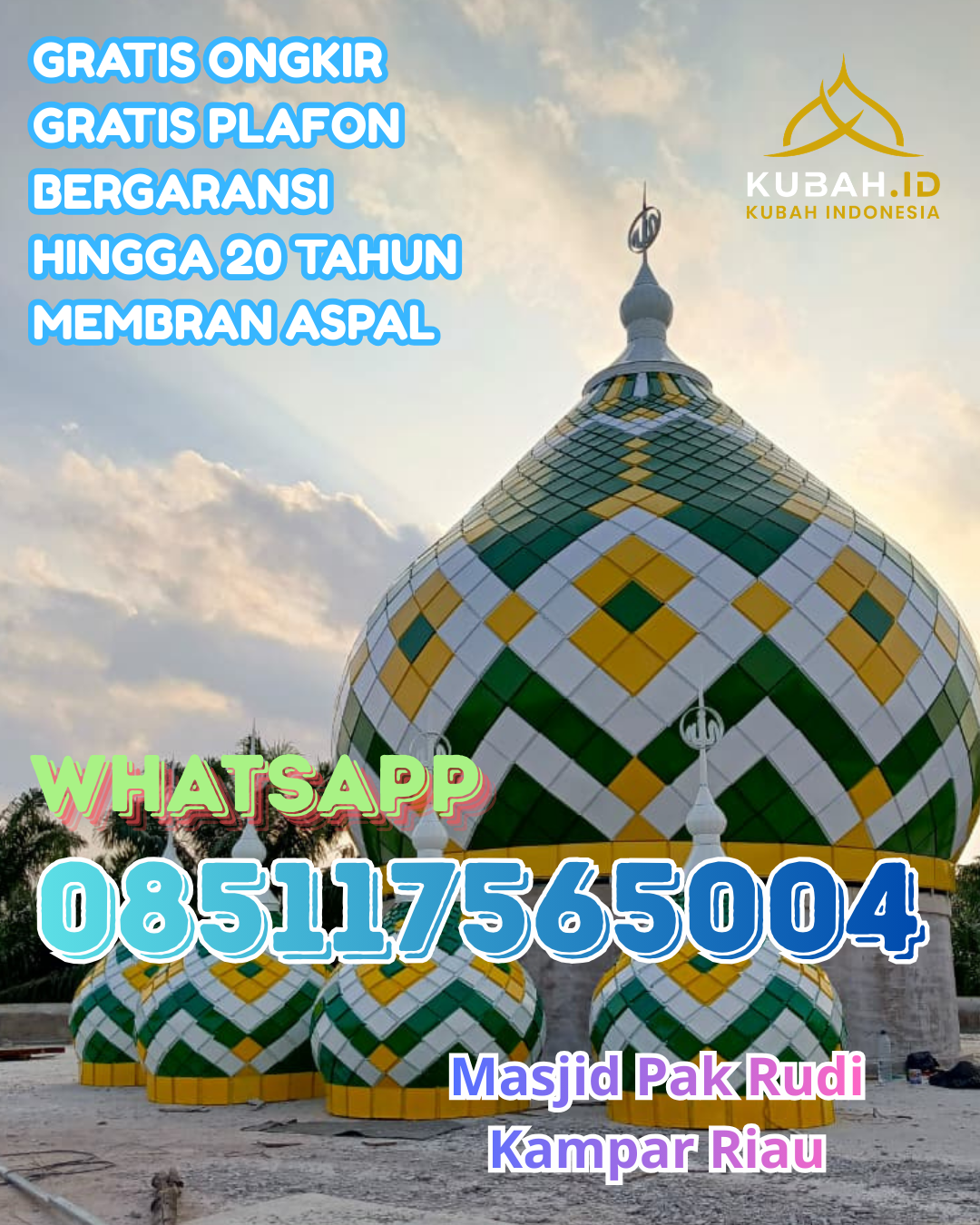 JUAL KUBAH MASJID GALVALUME PREMIUM DI MANDREHE, NIAS BARAT, SUMATERA UTARA (WA: 085117565004)