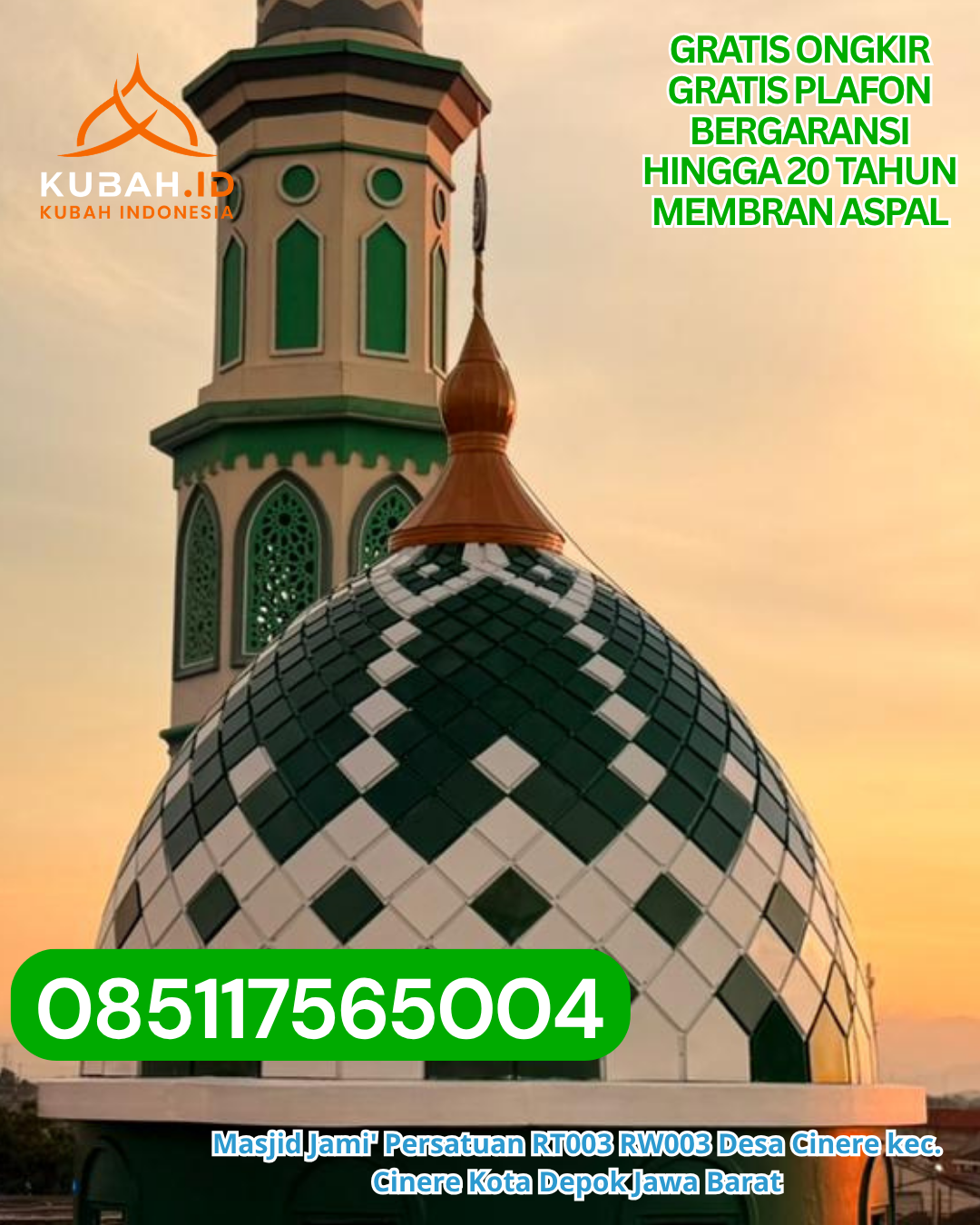 KUBAH ENAMEL ANTI KARAT KEC. LANDASAN ULIN KOTA BANJARBARU KALIMANTAN SELATAN WA 085117565004