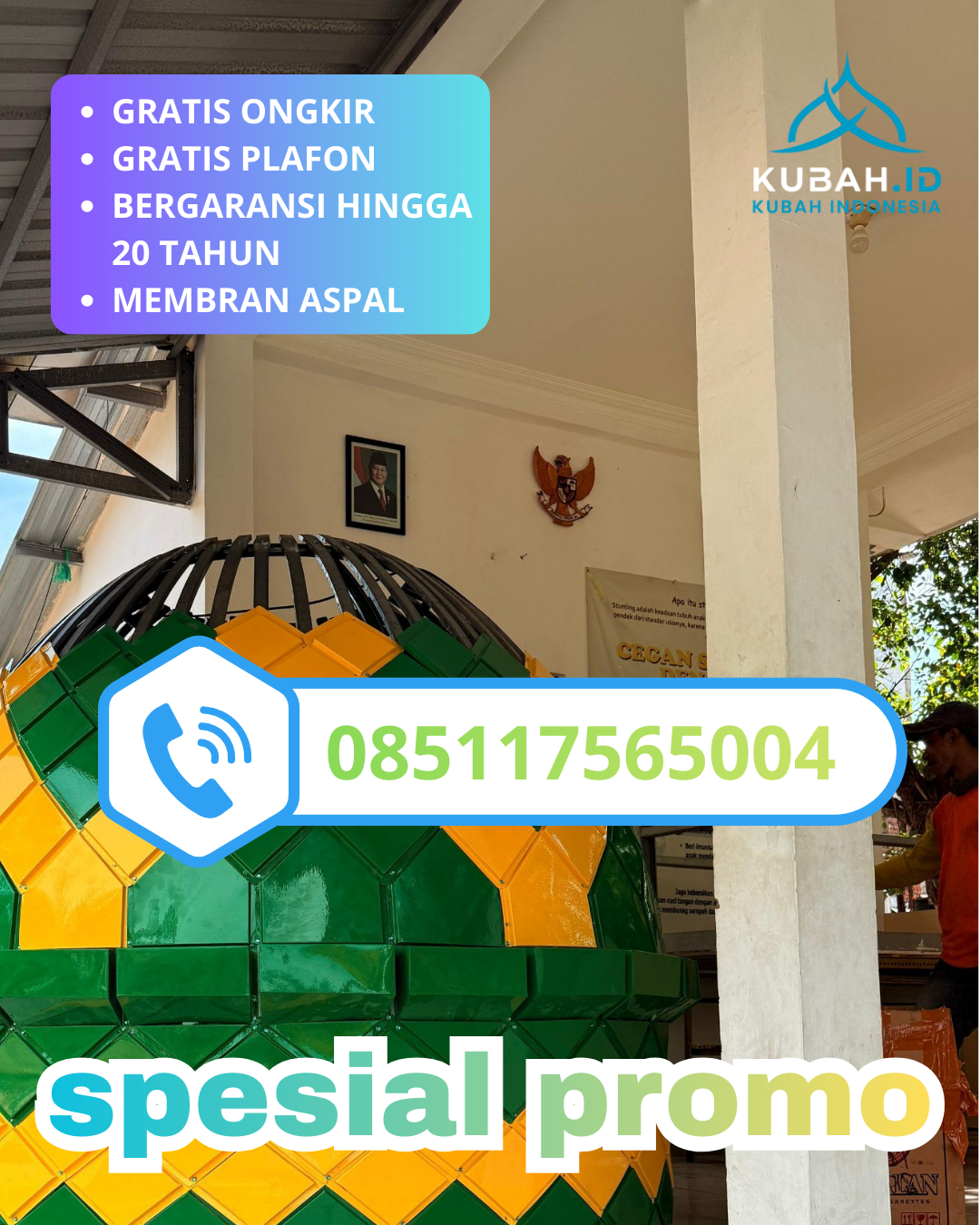 JUAL KUBAH MASJID GALVALUME TAHAN LAMA DI KEC. MEDAN AMPLAS, KOTA MEDAN, SUMATERA UTARA (WA: 085117565004)