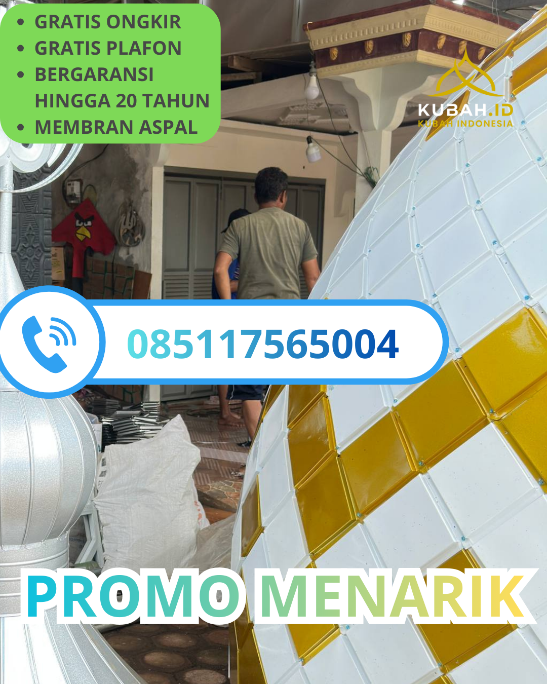 JUAL KUBAH MASJID GALVALUME TAHAN LAMA DI KEC. UNGARAN BARAT, KAB. SEMARANG, JAWA TENGAH (WA: 085117565004)