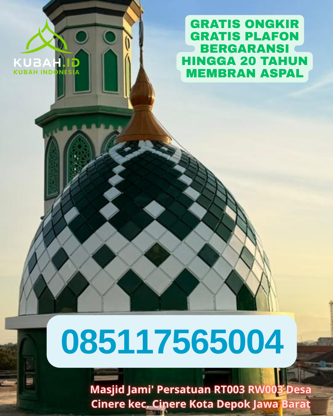 KUBAH MASJID GALVALUME HARGA TERJANGKAU DI LOA JANAN ILIR, KOTA SAMARINDA, KALIMANTAN TIMUR (WA: 085117565004)