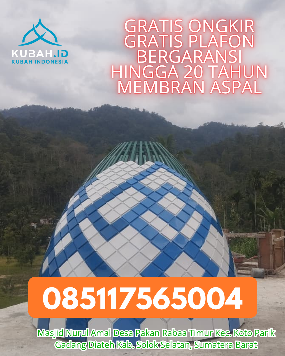 JUAL KUBAH MASJID ENAMEL PREMIUM DI AIR BESI, BENGKULU UTARA, BENGKULU (WA: 085117565004)