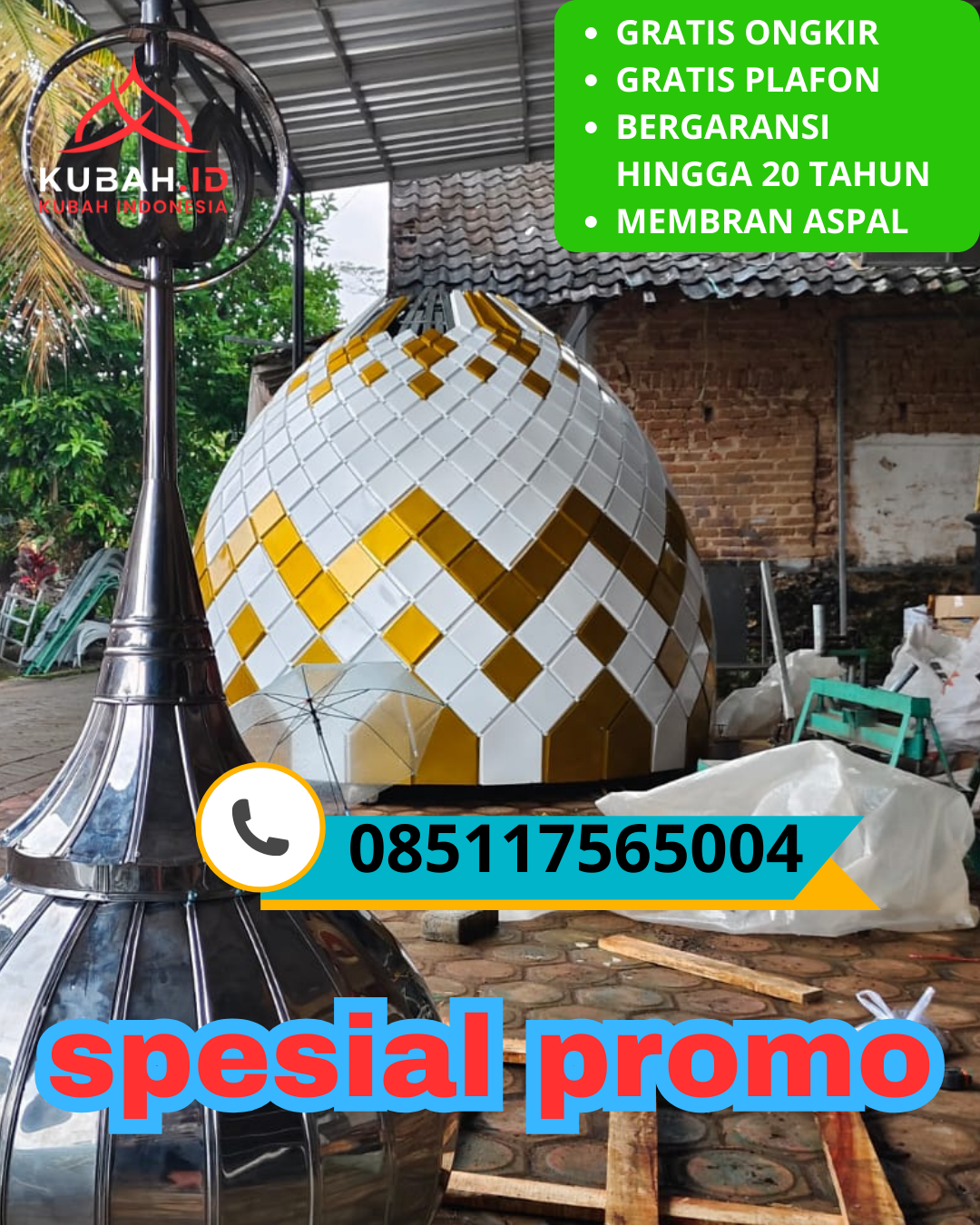 JUAL KUBAH MASJID GALVALUME TAHAN LAMA DI KEC. BONDOWOSO, KAB. BONDOWOSO, JAWA TIMUR (WA: 085117565004)