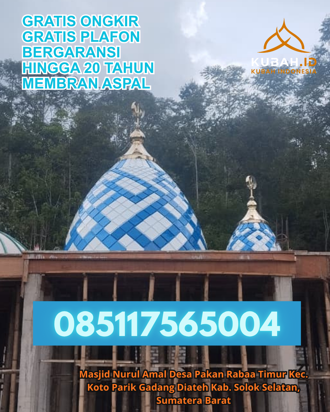 JUAL KUBAH MASJID STAINLESS STEEL PREMIUM DI LAWANG KIDUL, MUARA ENIM (WA: 085117565004)