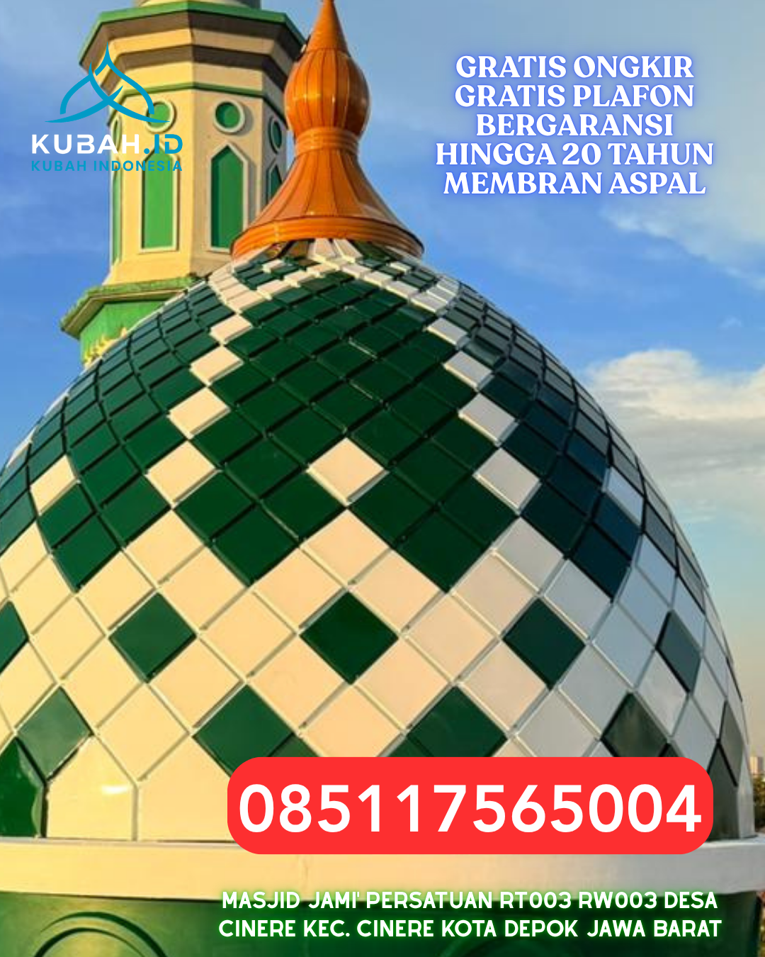 KUBAH MASJID GRC KUAT DAN TAHAN LAMA DI AMBARAWA, KAB. PRINGSEWU, LAMPUNG (WA: 085117565004)