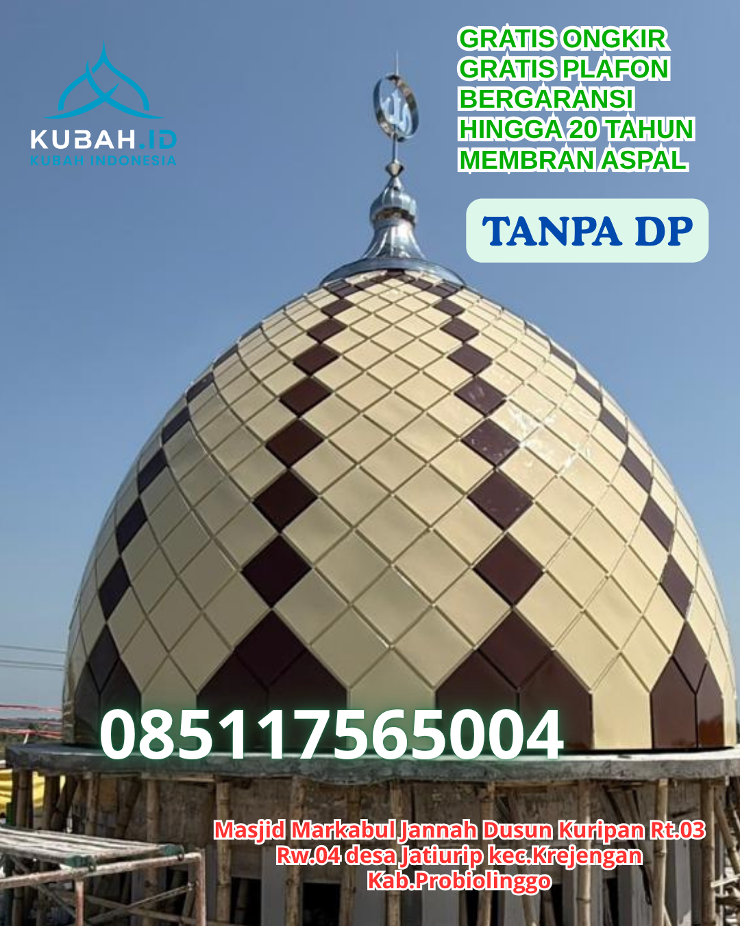 KUBAH MASJID GRC PILIHAN MASJID BARU KEC. LALOLAE KAB. KOLAKA TIMUR PROV. SULAWESI TENGGARA WA 085117565004