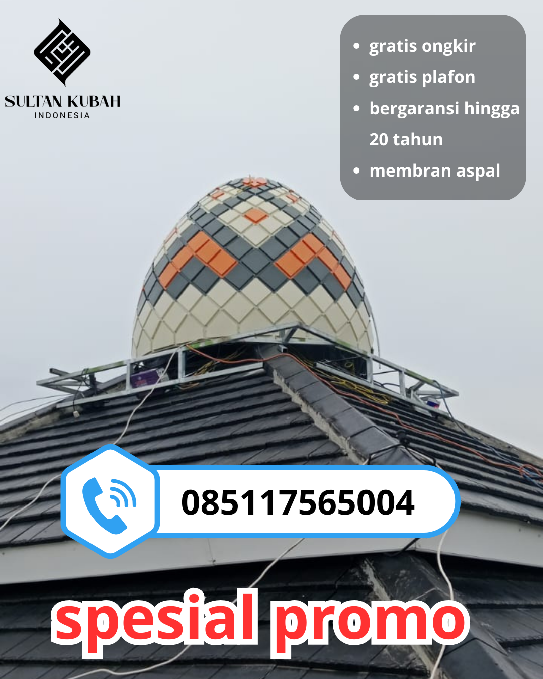 JUAL KUBAH MASJID BAHAN GALVALUME TAHAN LAMA DI KEC. SOREANG, KAB. BANDUNG (WA: 085117565004)