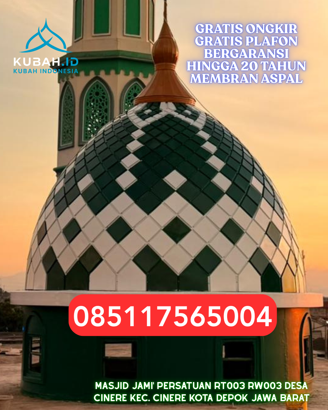 PABRIK KUBAH MASJID STAINLESS STEEL DI SUNGAI LAUR, KAB. KETAPANG, KALIMANTAN BARAT (WA: 085117565004)
