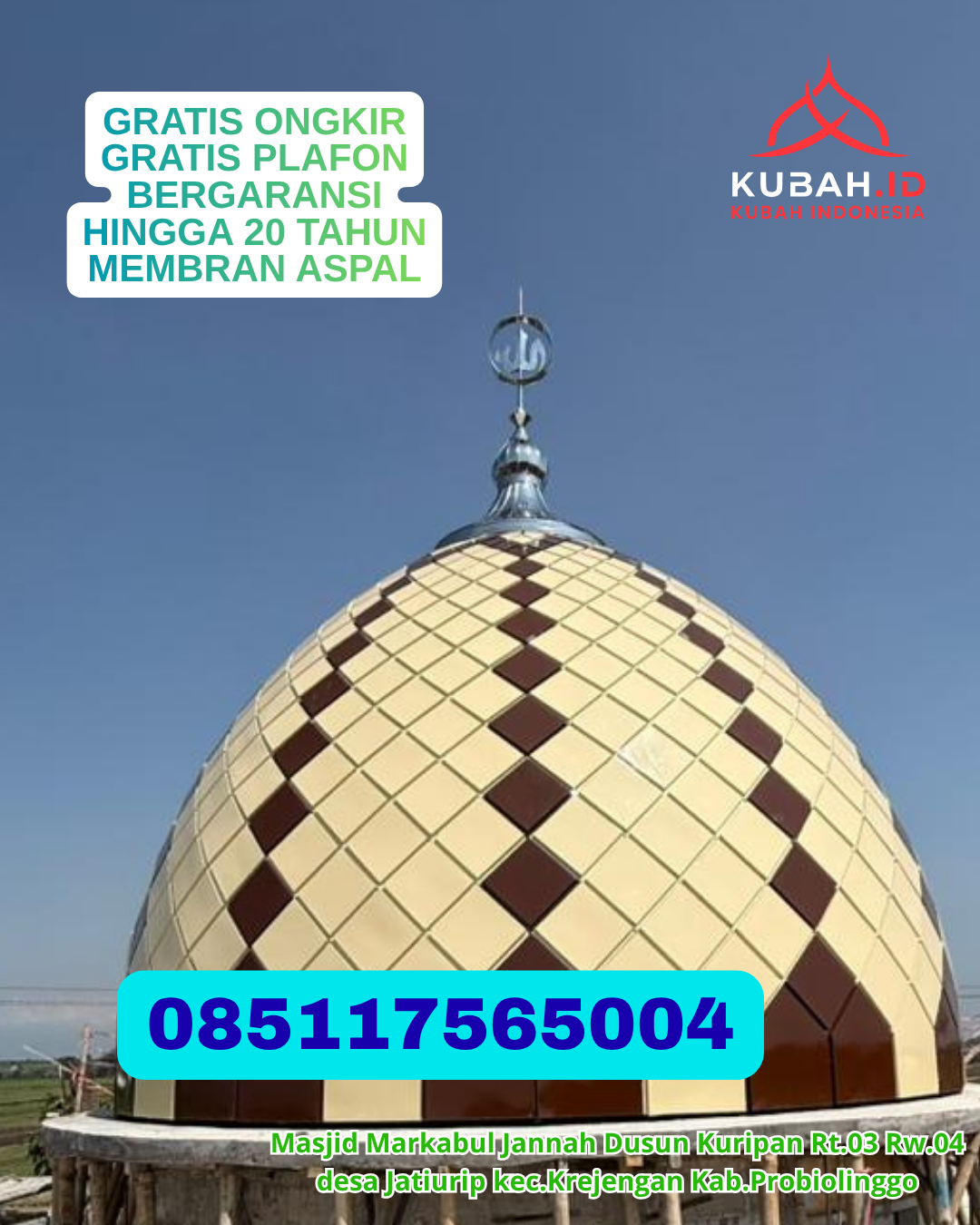 KUBAH GALVALUME KUAT ANTI KARAT KEC. SEBATIK TIMUR KAB. NUNUKAN KALIMANTAN UTARA WA 085117565004