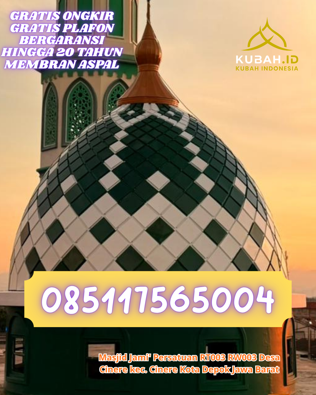 KUBAH MASJID GALVALUME DESAIN ELEGAN DI KEPAHIANG, KEPAHIANG, BENGKULU (WA: 085117565004)