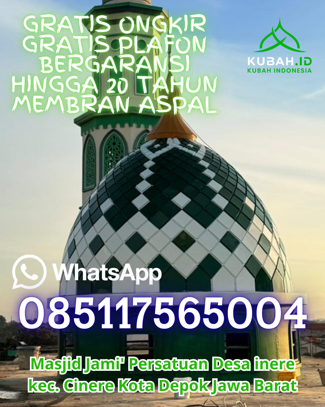 KUBAH MASJID GRC DESAIN ELEGAN DI MERBAU, KEPULAUAN MERANTI, RIAU (WA: 085117565004)