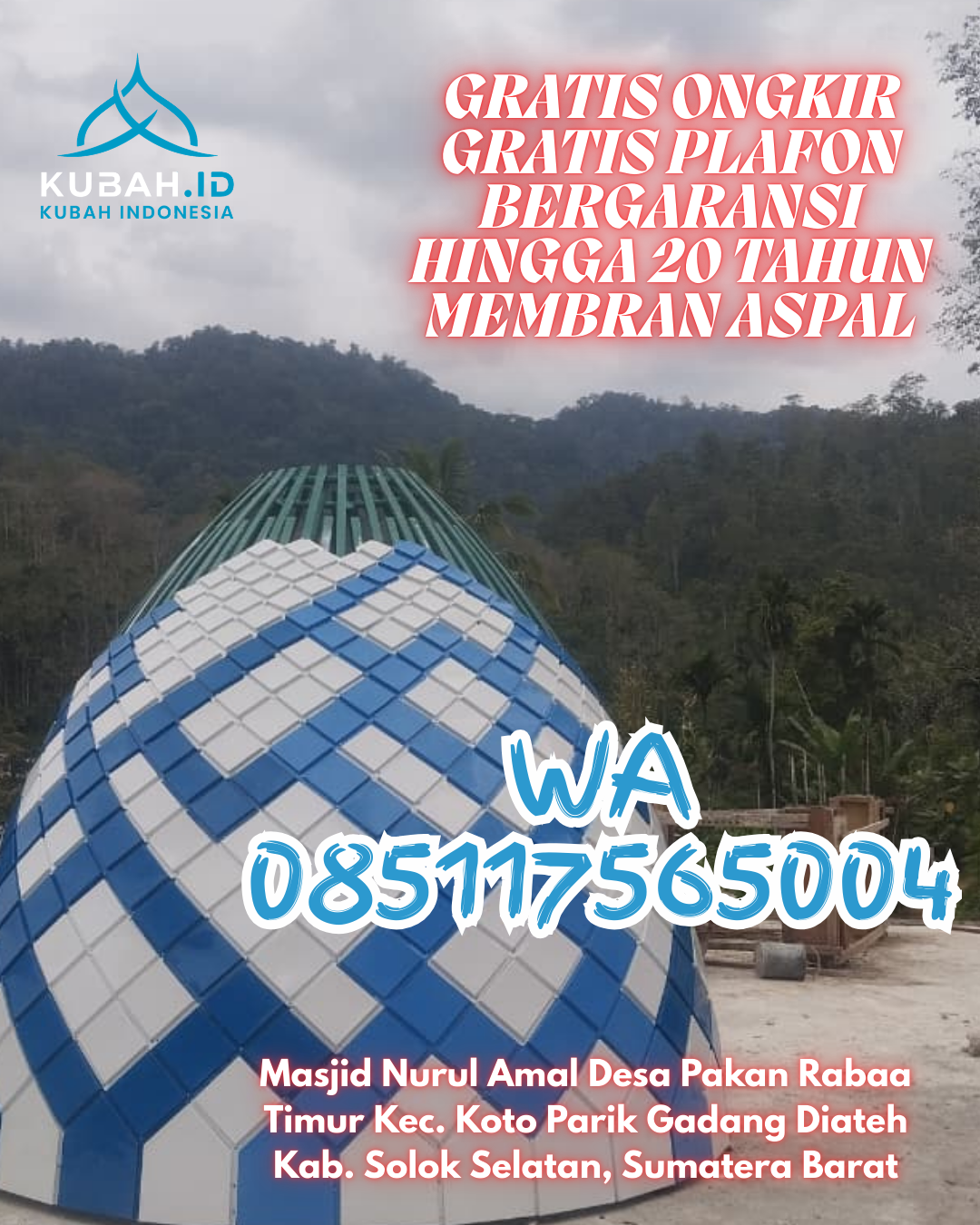 JUAL KUBAH MASJID GRC PREMIUM DI PESISIR BUKIT, SUNGAI PENUH, JAMBI (WA: 085117565004)