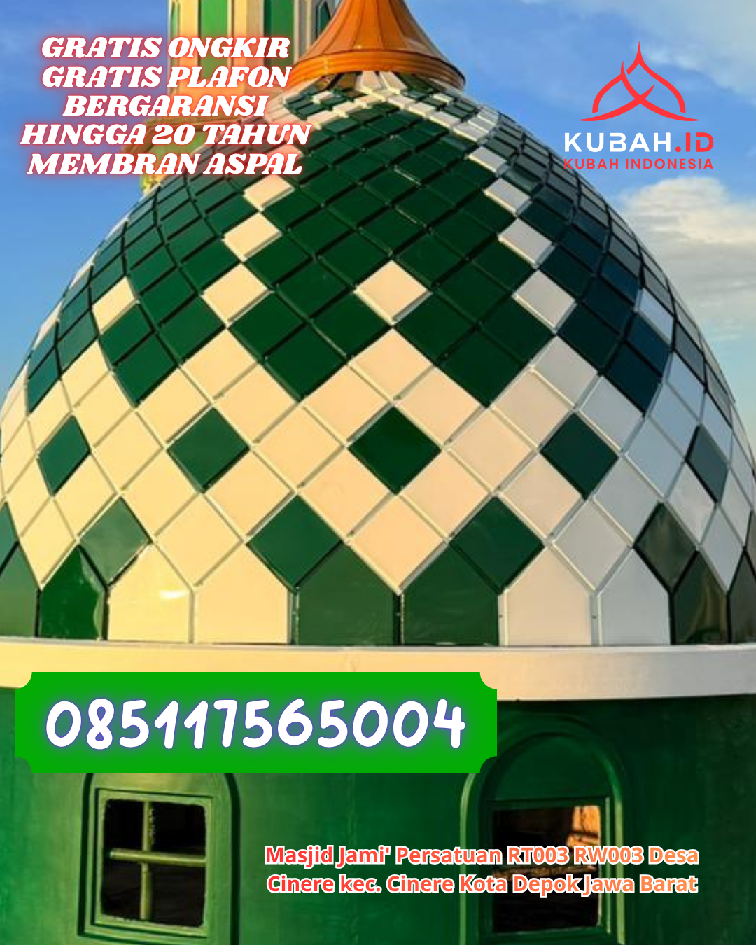 JUAL KUBAH MASJID ENAMEL PREMIUM DI TERBANGGI BESAR, LAMPUNG TENGAH (WA: 085117565004)
