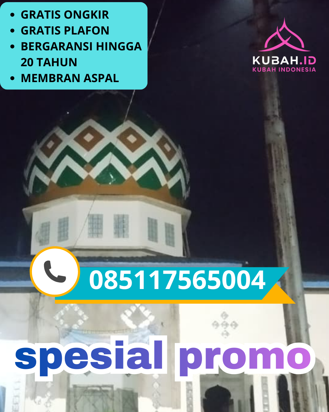 JUAL KUBAH MASJID GALVALUME TAHAN LAMA DI KEC. DANAU PARIS, KAB. ACEH SINGKIL, ACEH (WA: 085117565004)
