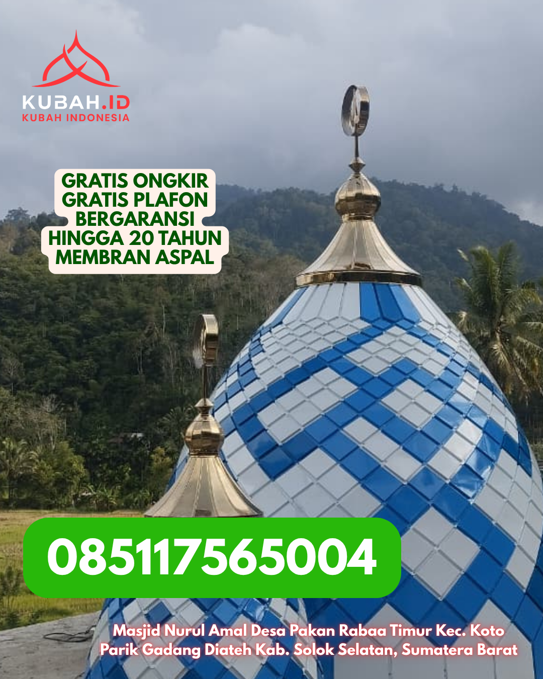 JUAL KUBAH MASJID ENAMEL BERKUALITAS DI BALIKPAPAN UTARA, KOTA BALIKPAPAN, KALIMANTAN TIMUR (WA: 085117565004)