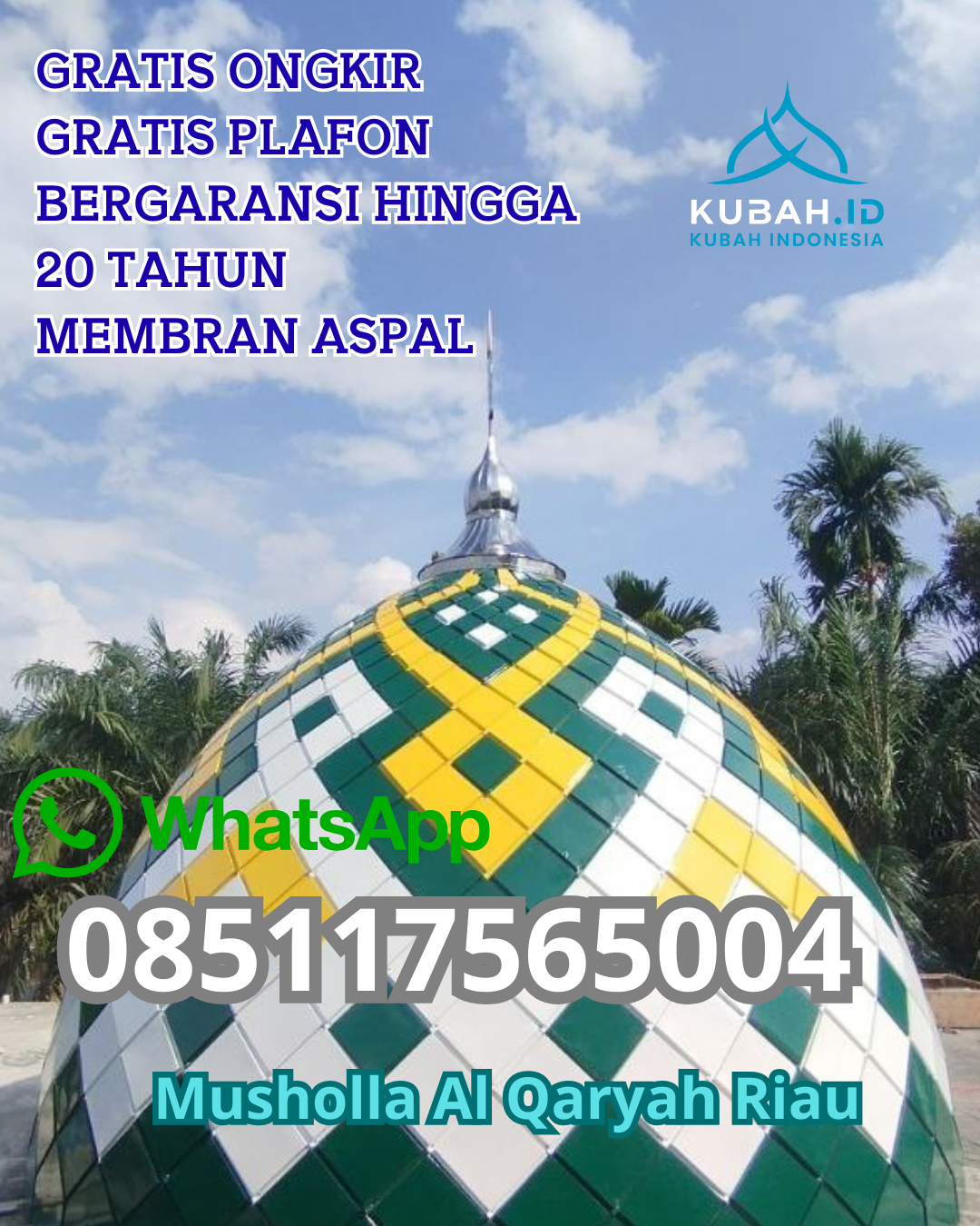KUBAH MASJID GALVALUME DESAIN ELEGAN DI GIDO, NIAS, SUMATERA UTARA (WA: 085117565004)