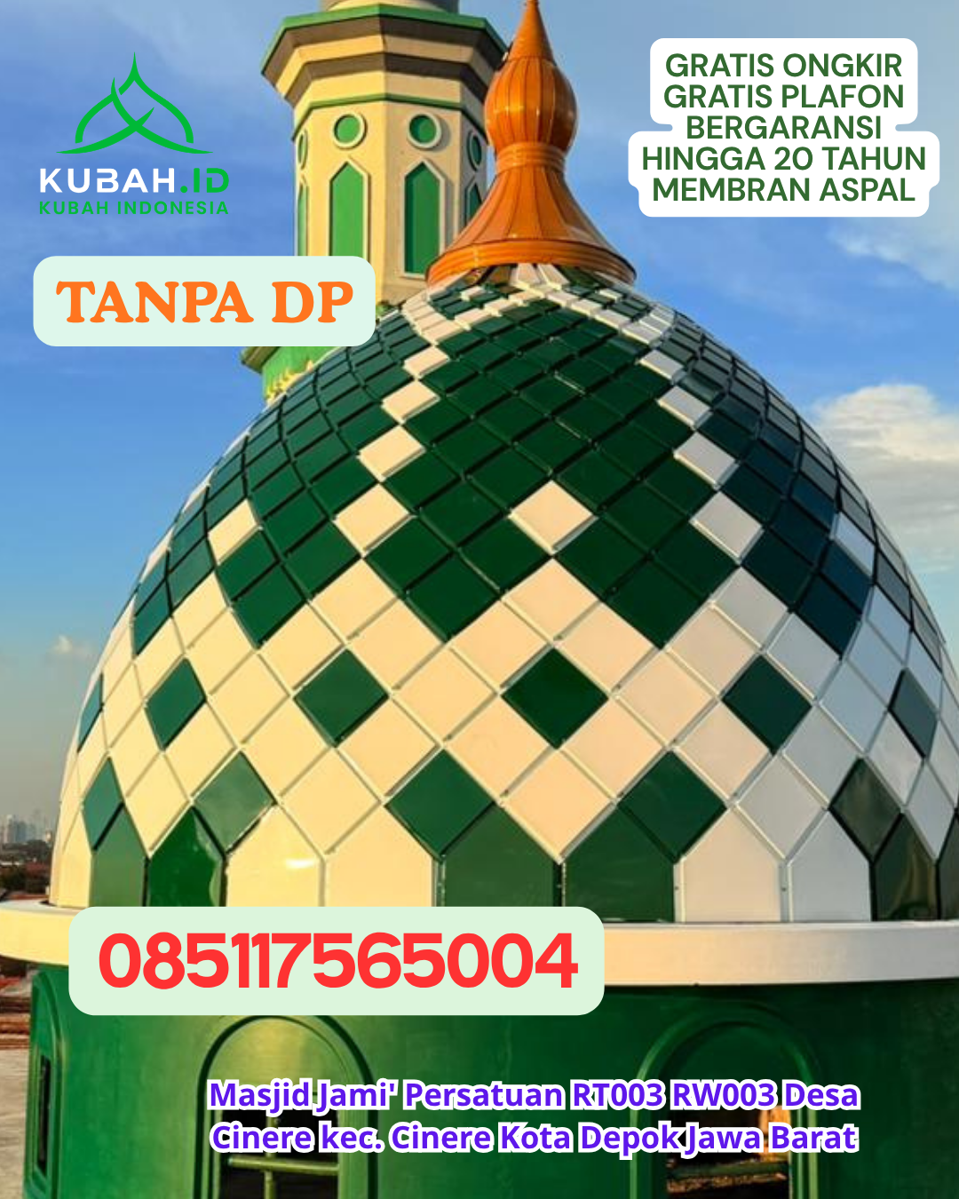 KUBAH MASJID ENAMEL MODERN BERKUALITAS KEC. DOLO KAB. SIGI PROV. SULAWESI TENGAH WA 085117565004