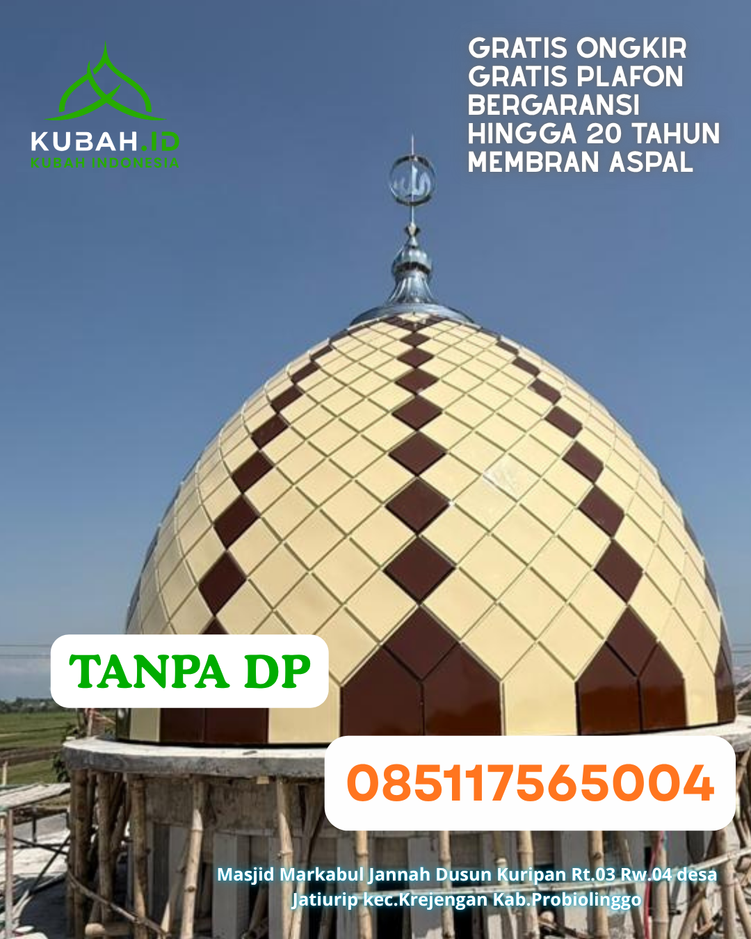 KUBAH MASJID STAINLESS STEEL ELEGAN KEC. BARAS KAB. PASANGKAYU PROV. SULAWESI BARAT WA 085117565004