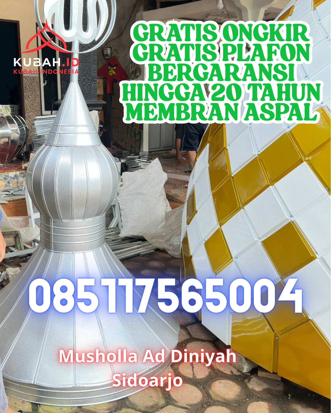 KUBAH MASJID STAINLESS STEEL BERKUALITAS BERGARANSI DI DANAU KEMBAR, SOLOK, SUMATERA BARAT (WA: 085117565004)