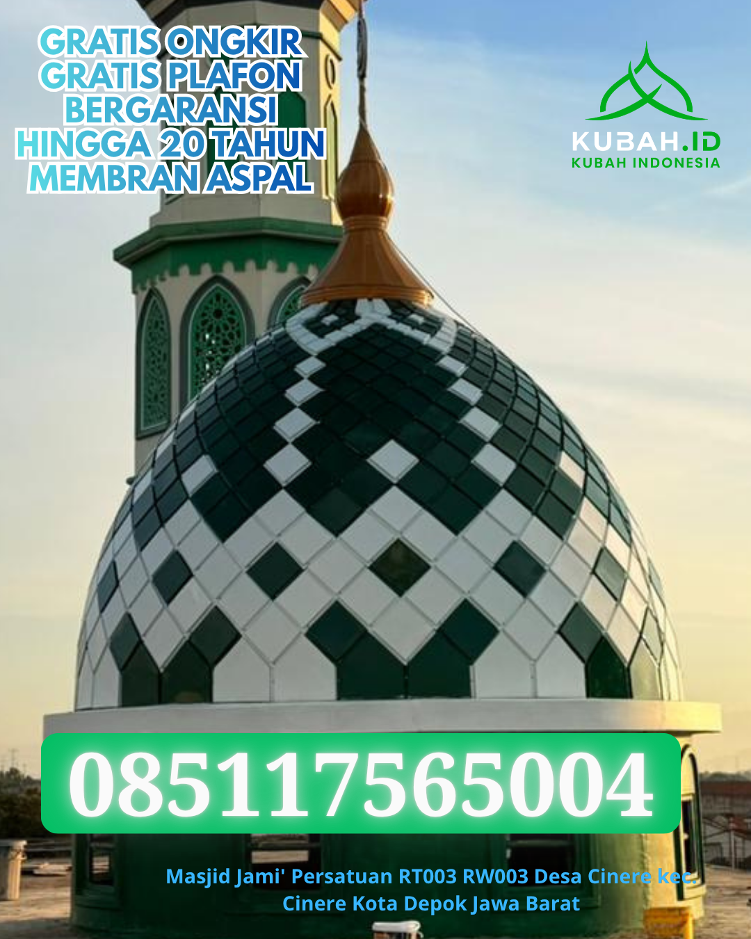 PABRIK KUBAH MASJID GALVALUME MODERN DI DAMAR, BELITUNG TIMUR, KEPULAUAN BANGKA BELITUNG (WA: 085117565004)
