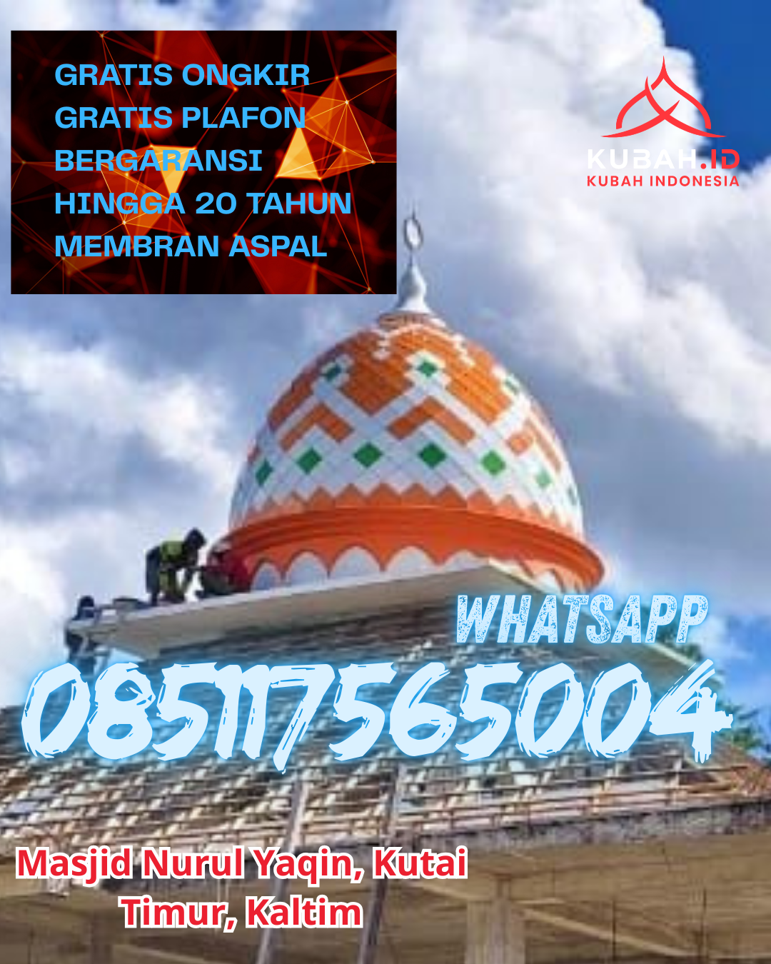 PRODUKSI KUBAH MASJID GALVALUME MODERN DI BARUSJAHE, KARO, SUMATERA UTARA (WA: 085117565004)