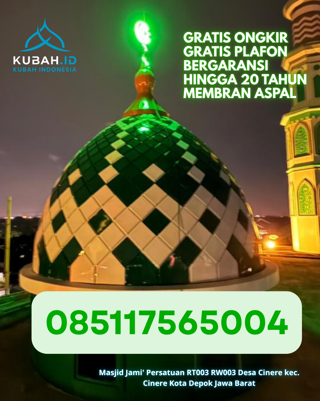 PABRIK KUBAH MASJID STAINLESS STEEL DI EMBALOH HILIR, KAB. KAPUAS HULU, KALIMANTAN BARAT (WA: 085117565004)