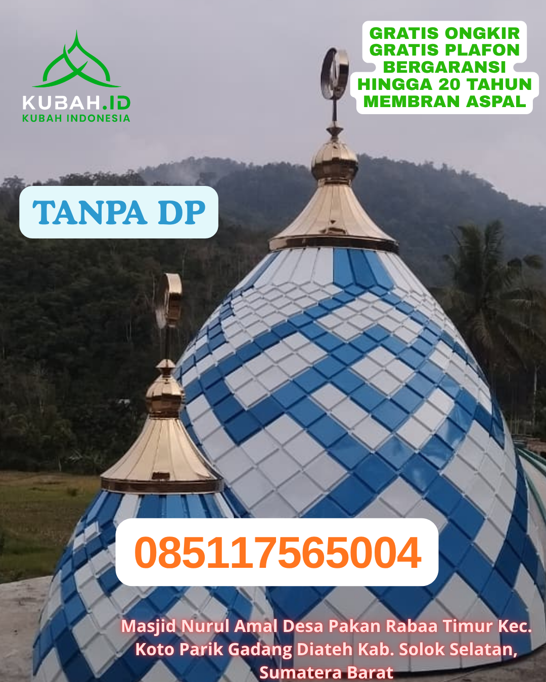 KUBAH MASJID GRC DESAIN ELEGAN KEC. TONDANO SELATAN KAB. MINAHASA PROV. SULAWESI UTARA WA 085117565004